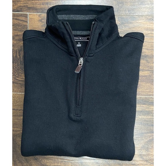 Club Room Men's Small 1/4 Zip Pullover Sweater Mock Neck French Rib Black NEW - Picture 1 of 8
